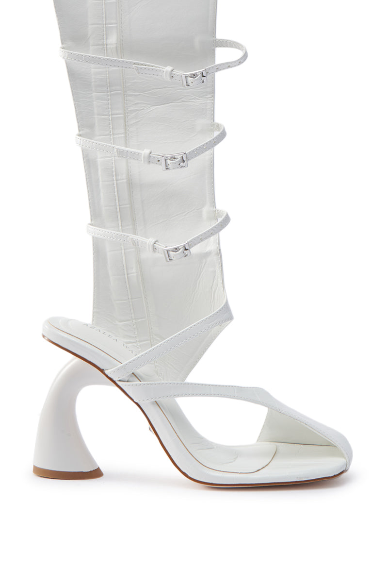 AZALEA WANG ANDRIUS WHITE CROC CHUNKY GLADIATOR SANDAL