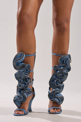 AZALEA WANG ATLANTIC DENIM GLADIATOR WEDGE