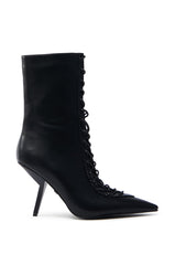 AZALEA WANG SILVA BLACK LACE UP STILETTO BOOTIE