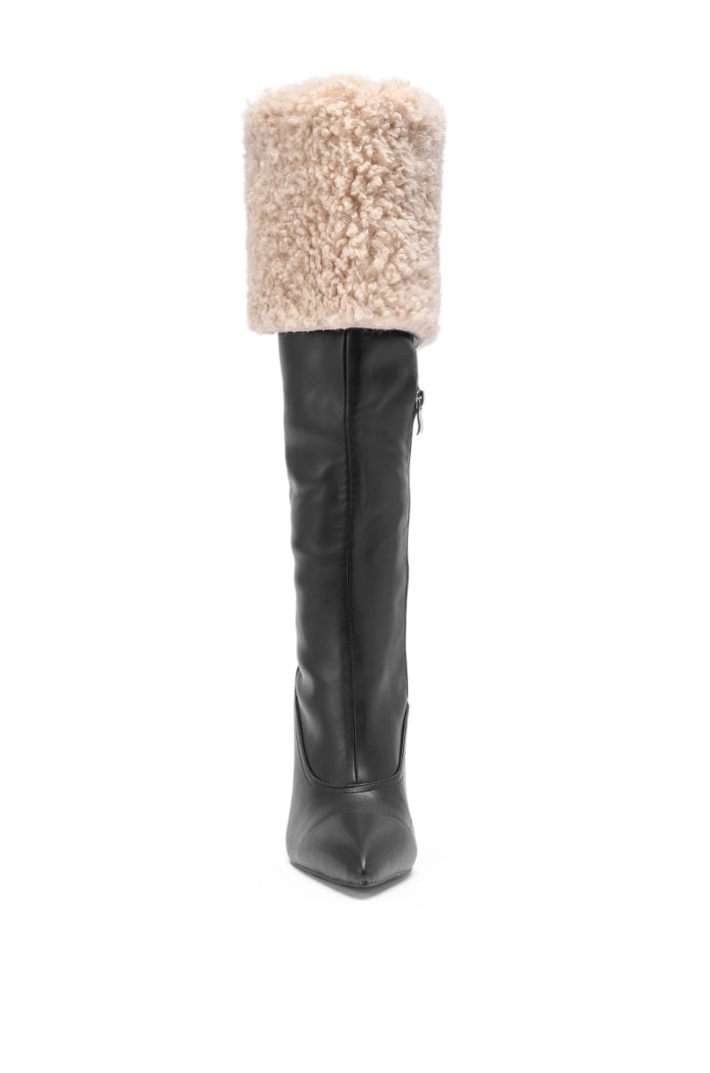 AZALEA WANG BENOUL BLACK SHERPA LINED CHUNKY BOOT