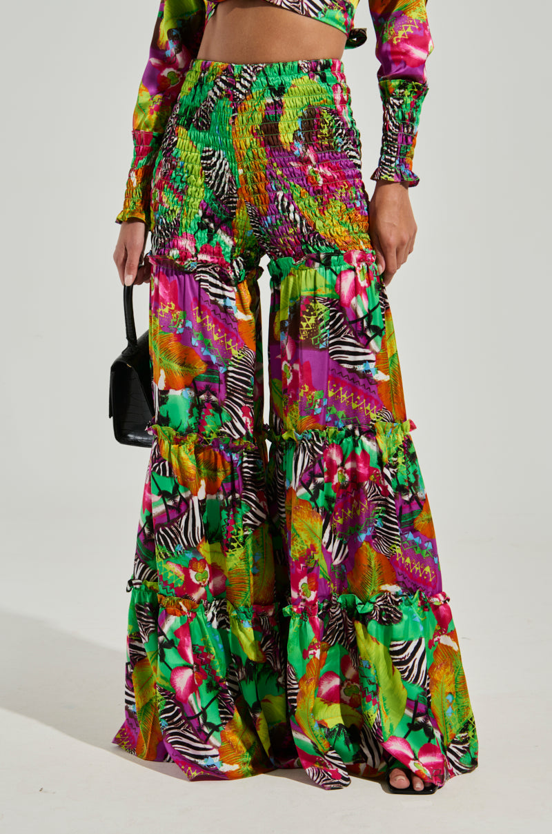 ON VACAY WIDE LEG PANT IN GREEN MULTI