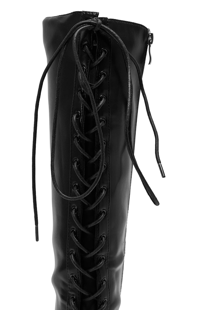 AZALEA WANG BUCHANAN LACE UP BOOT IN BLACK