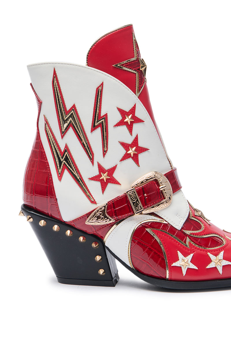 AZALEA WANG CHANNY MULTI BOOTIE GRAPHIC WESTERN WITH STUDS