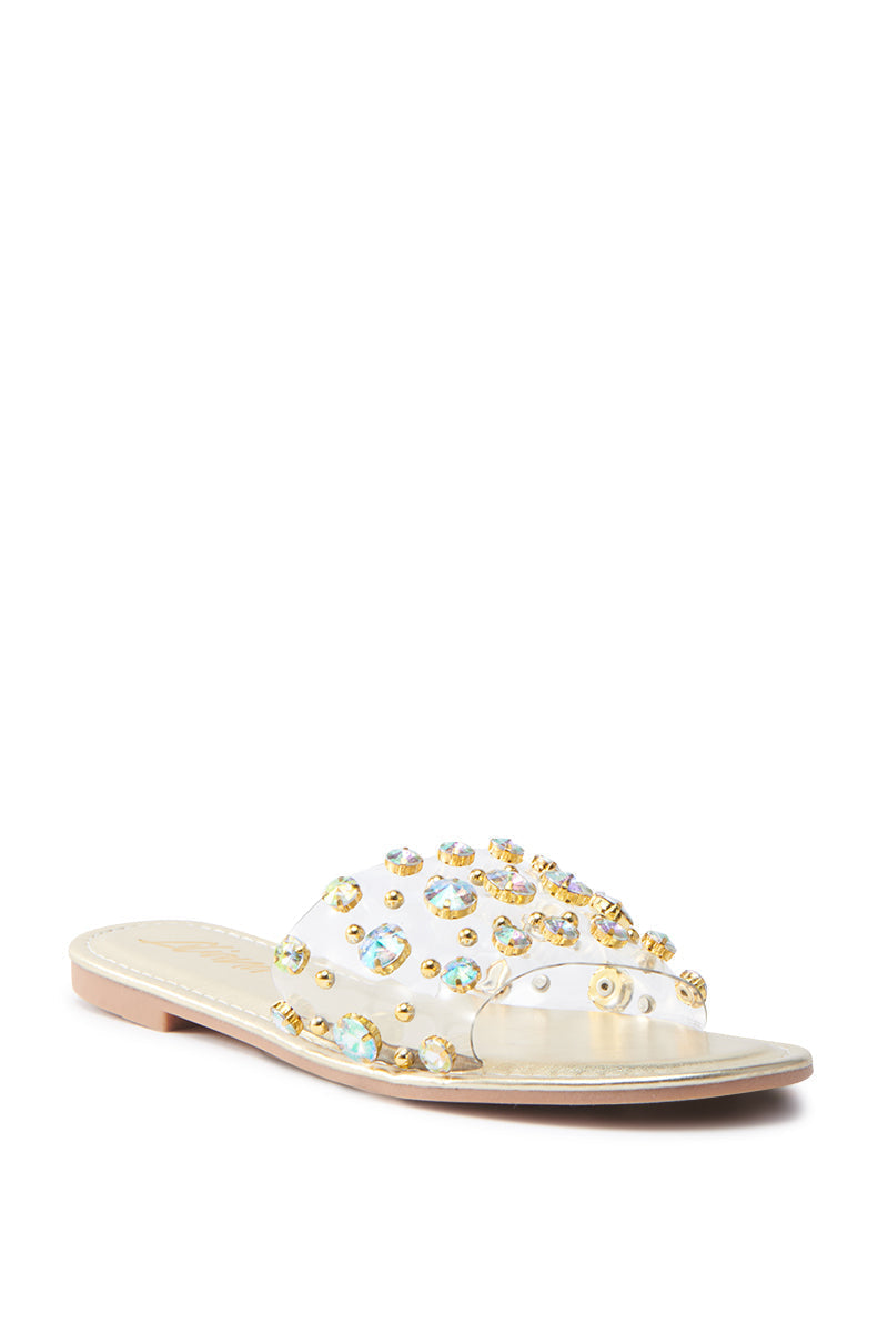 CLARISSA GOLD EMBELLISHED FLAT SANDAL