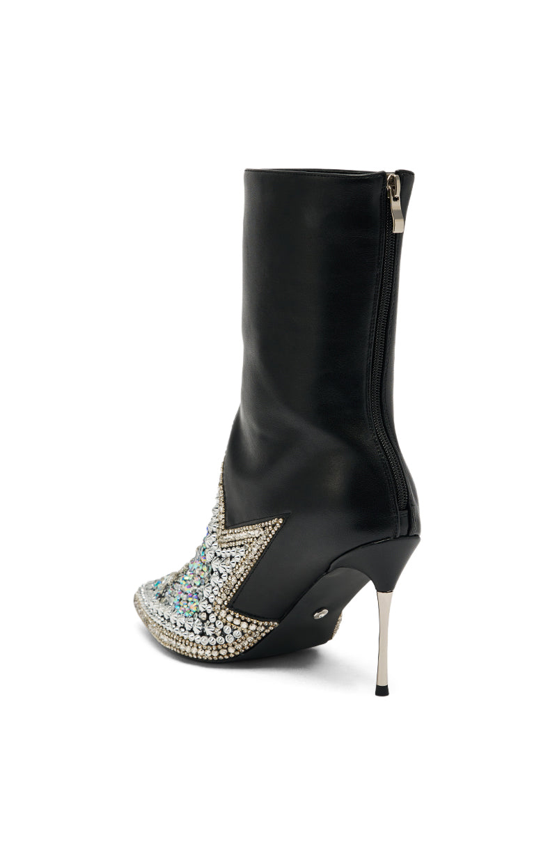 AZALEA WANG CLINEQ EMBELLISHED RHINESTONE STILETTO BOOTIE