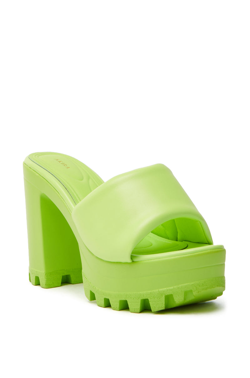 AZALEA WANG COOL CAT LIME PUFFY PLATFORM SANDAL