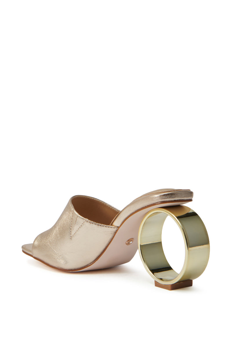 AZALEA WANG CORABELLE GOLD NOVELTY HEEL SANDAL