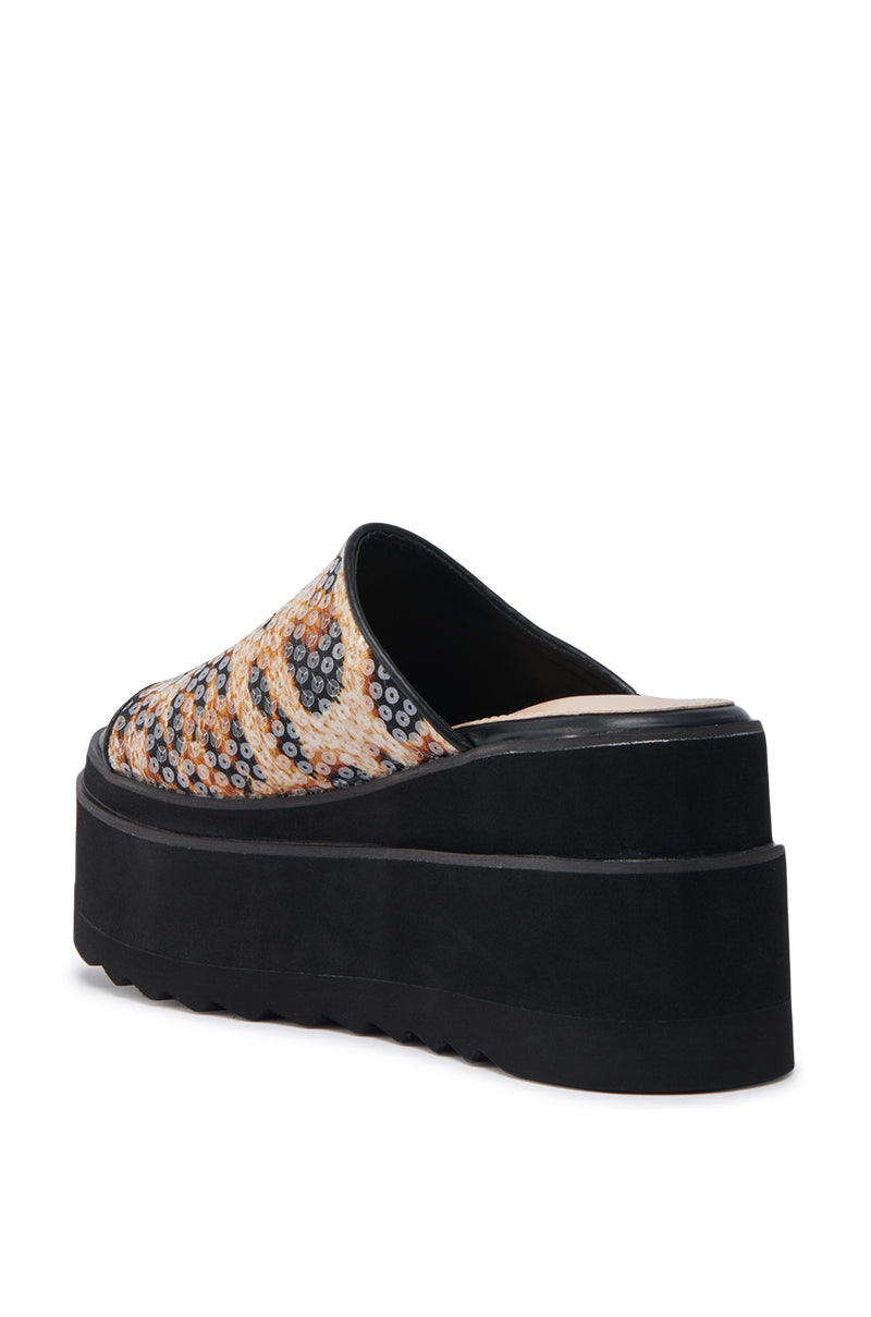 AZALEA WANG CORLISS LEOPARD FLATFORM SANDAL