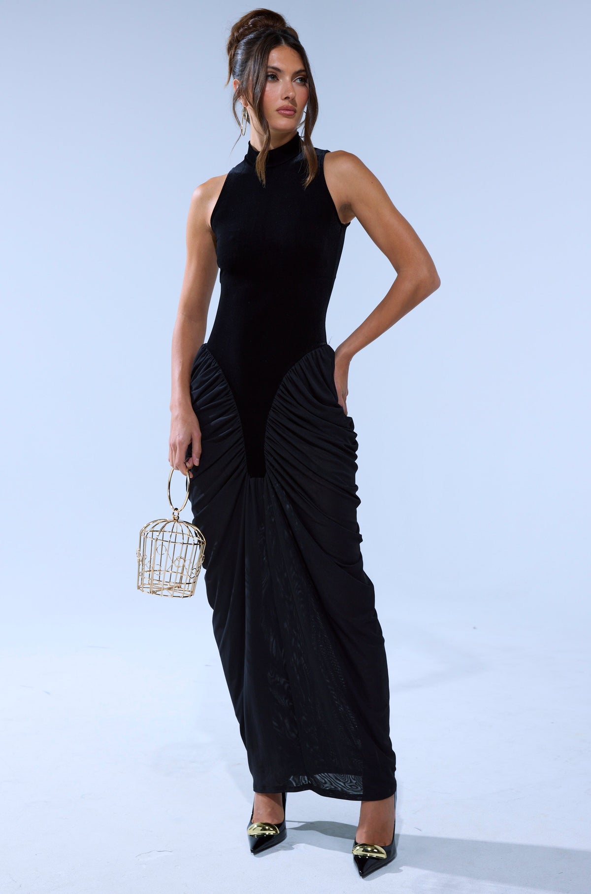 OUT FOR THE NIGHT MOCK NECK MAXI DRESS