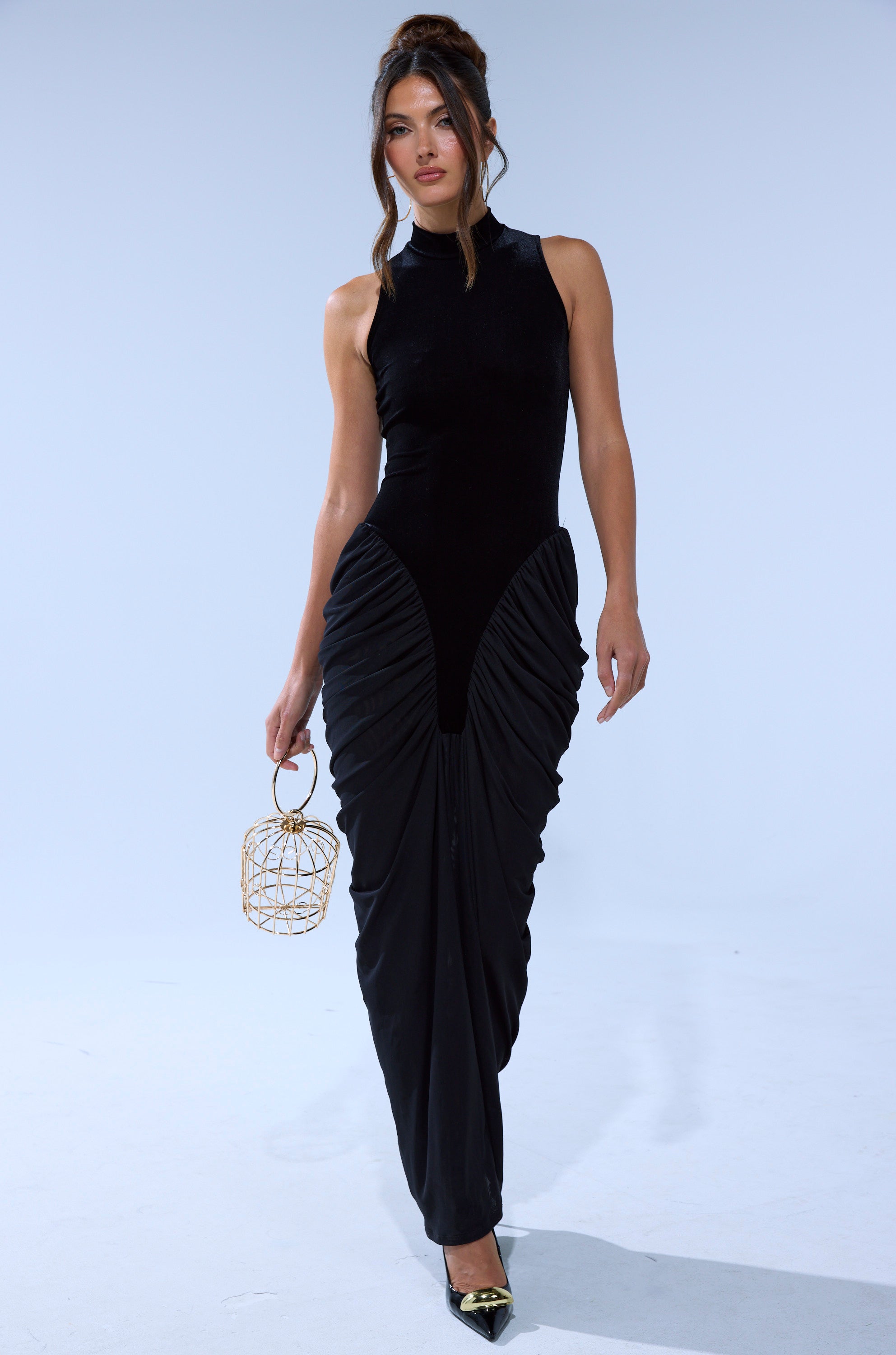 OUT FOR THE NIGHT MOCK NECK MAXI DRESS