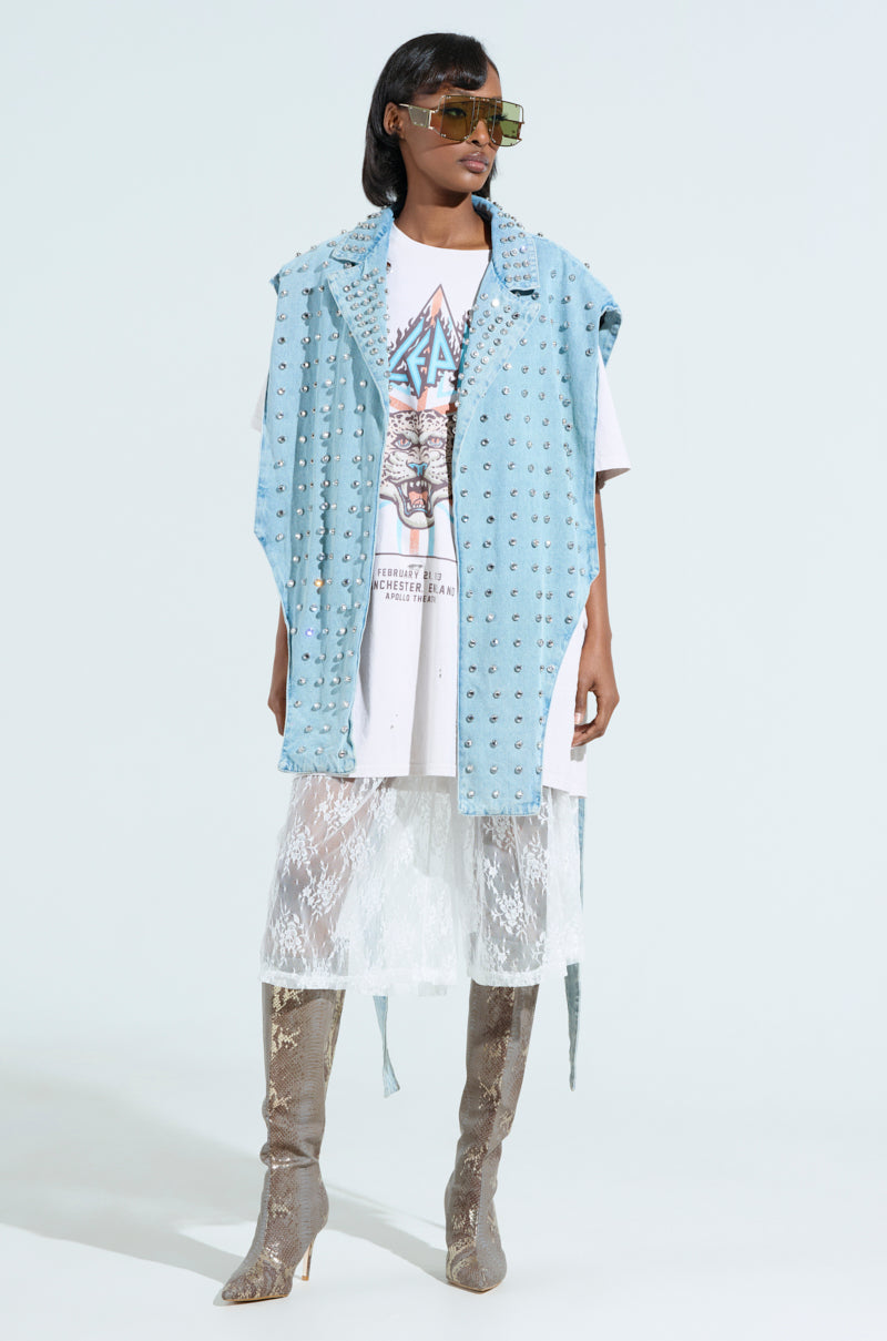 PRESLEY EMBELLISHED DENIM VEST