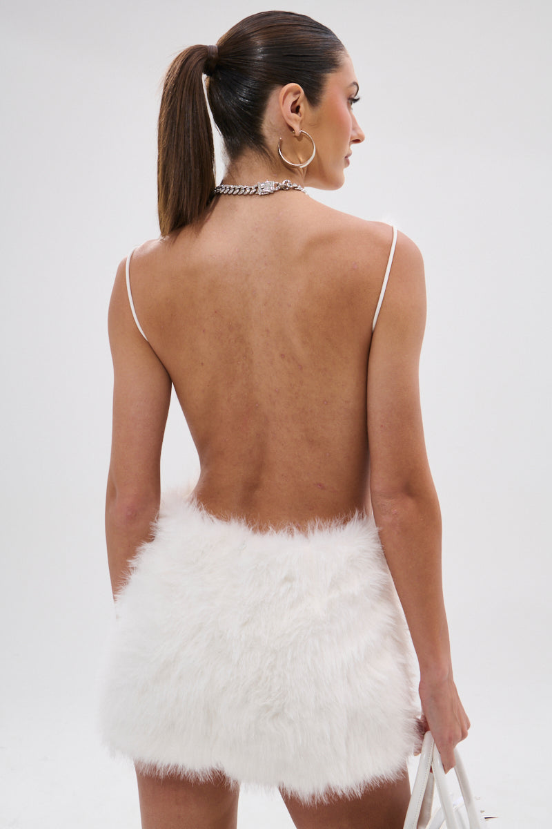 KELYN FUR MINI DRESS