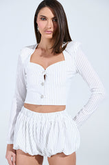 GIMME LOVE STRIPE BUTTON DOWN BLOUSE