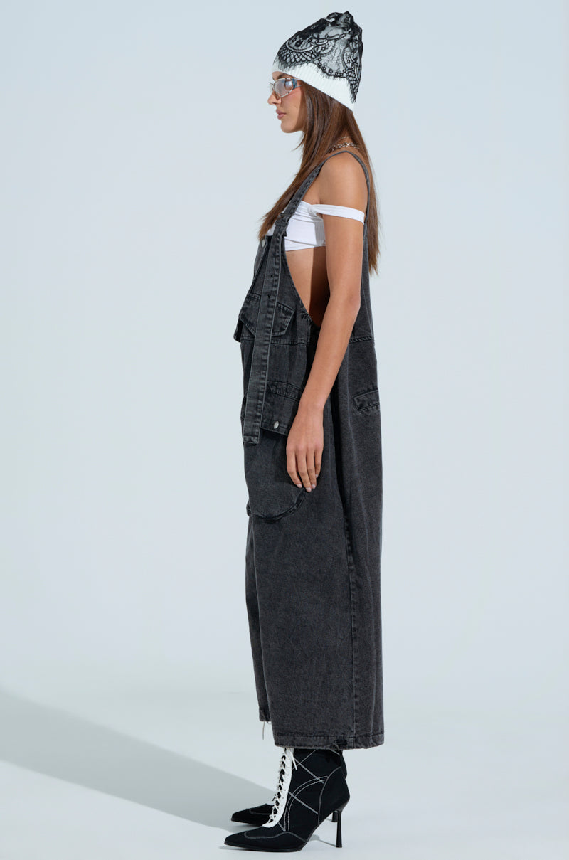JUST LIKE THAT BAGGY FIT OVERALLS IN GREY
