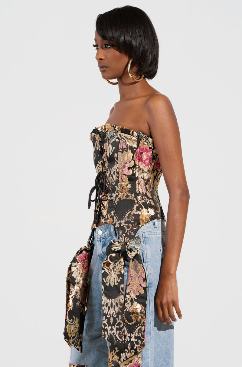 QUEENDOM BROCADE CORSET TOP