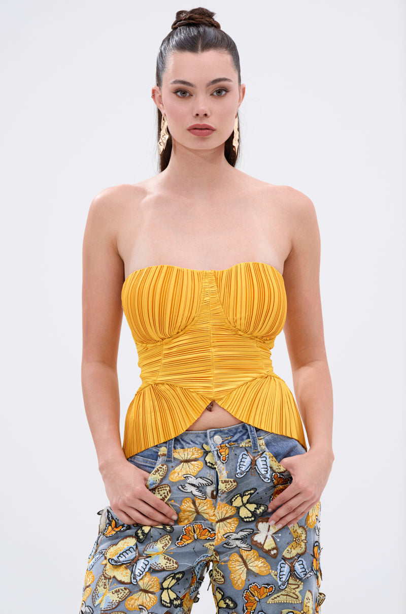 KEEP GOING PLISSE CORSET IN YELLOW