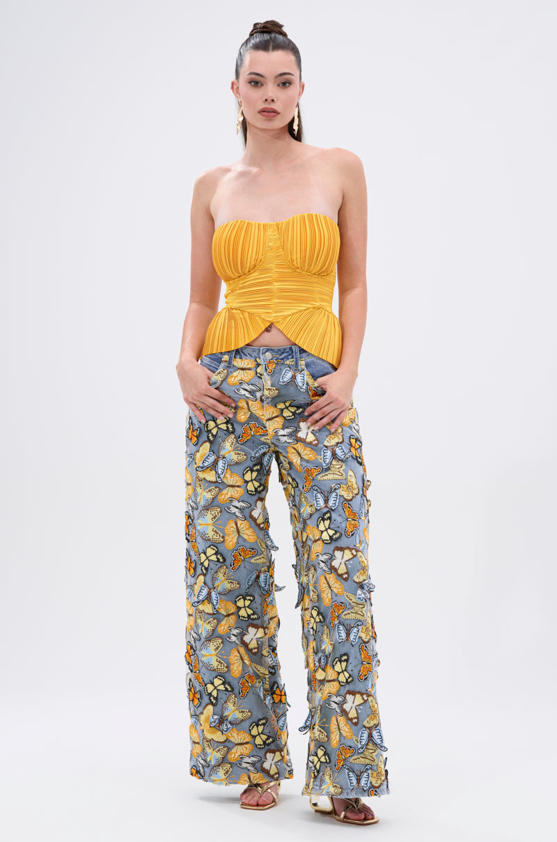 KEEP GOING PLISSE CORSET IN YELLOW