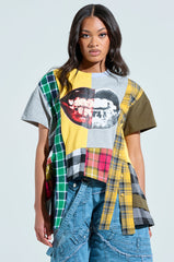 REBUILT OVERSIZED FLANNEL T-SHIRT