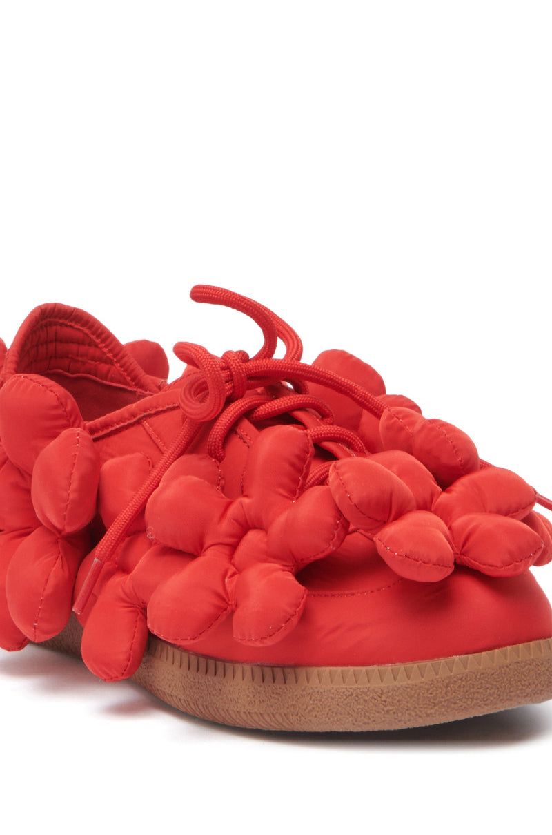 AZALEA WANG GREYI RED PUFF FLORAL FLAT SNEAKER