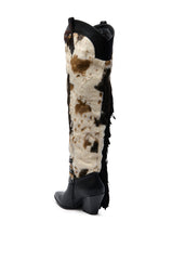 AZALEA WANG GWAYNE BLACK MULTI COW WESTERN BOOT