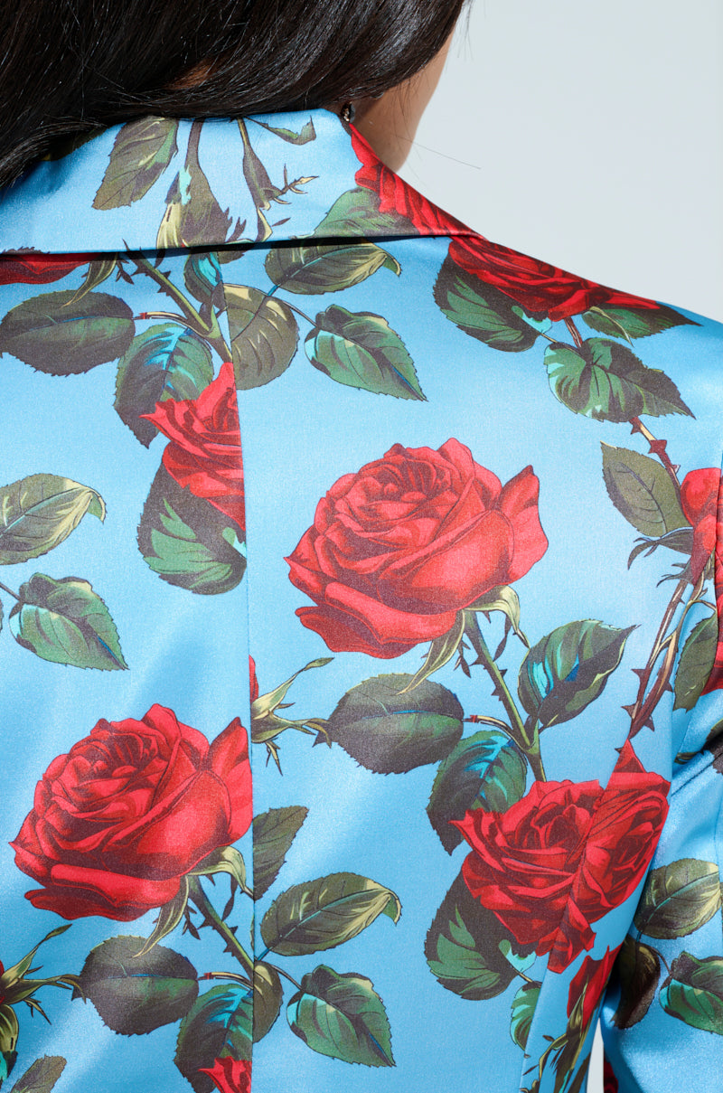 DOZEN ROSES SATIN BLAZER