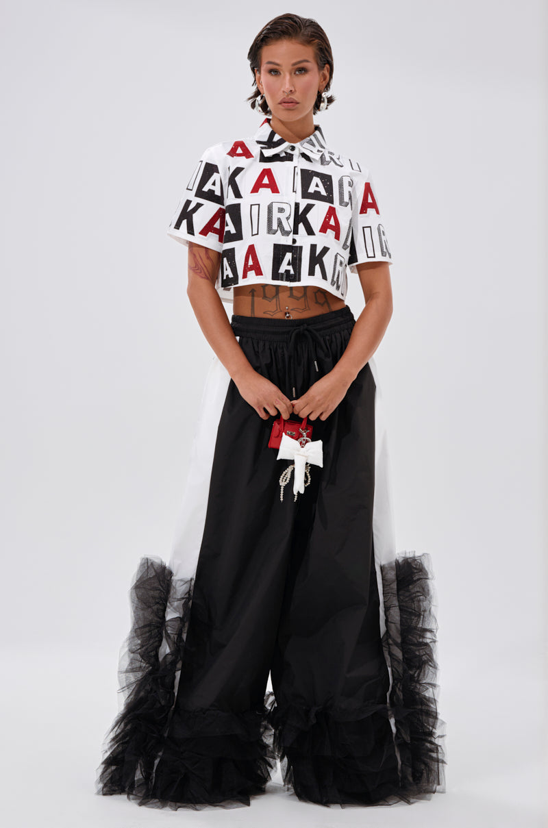 FEELING LIKE A BOSS TRACK PANT WITH TULLE TRIM