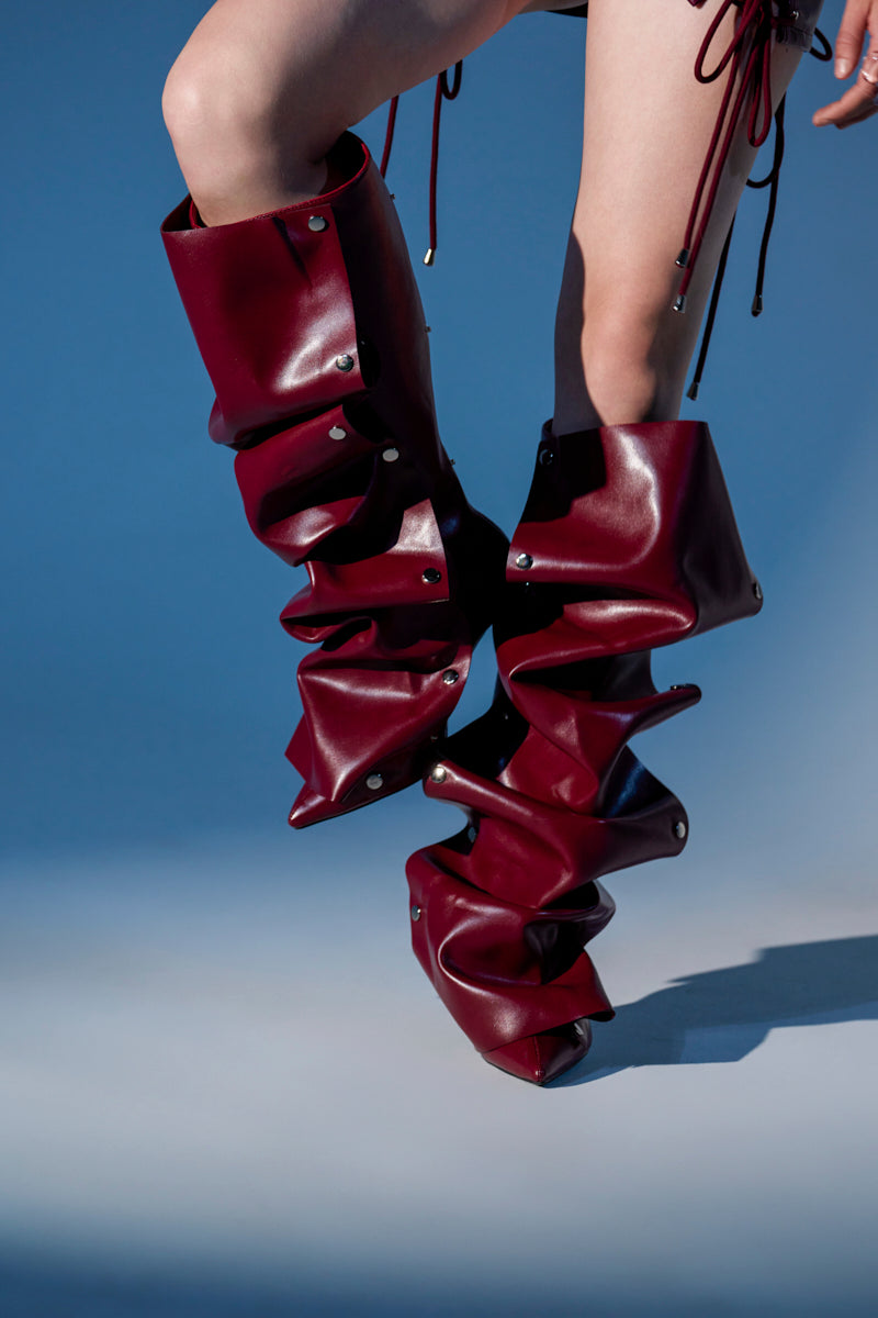 AZALEA WANG IMOGINE BURGUNDY STILETTO SNAP BOOT