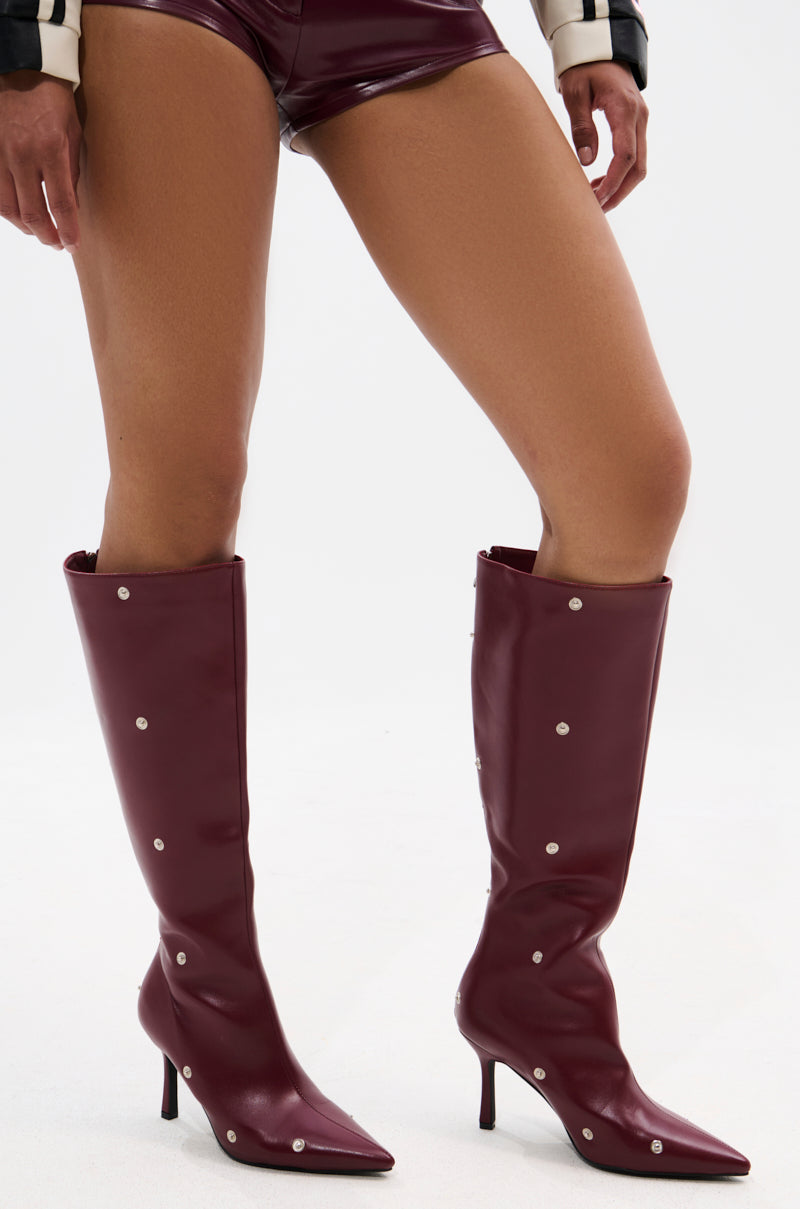 AZALEA WANG IMOGINE BURGUNDY STILETTO SNAP BOOT