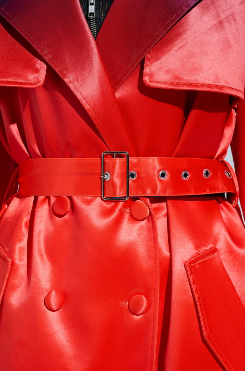 NICKI OMBRE SATIN TRENCH