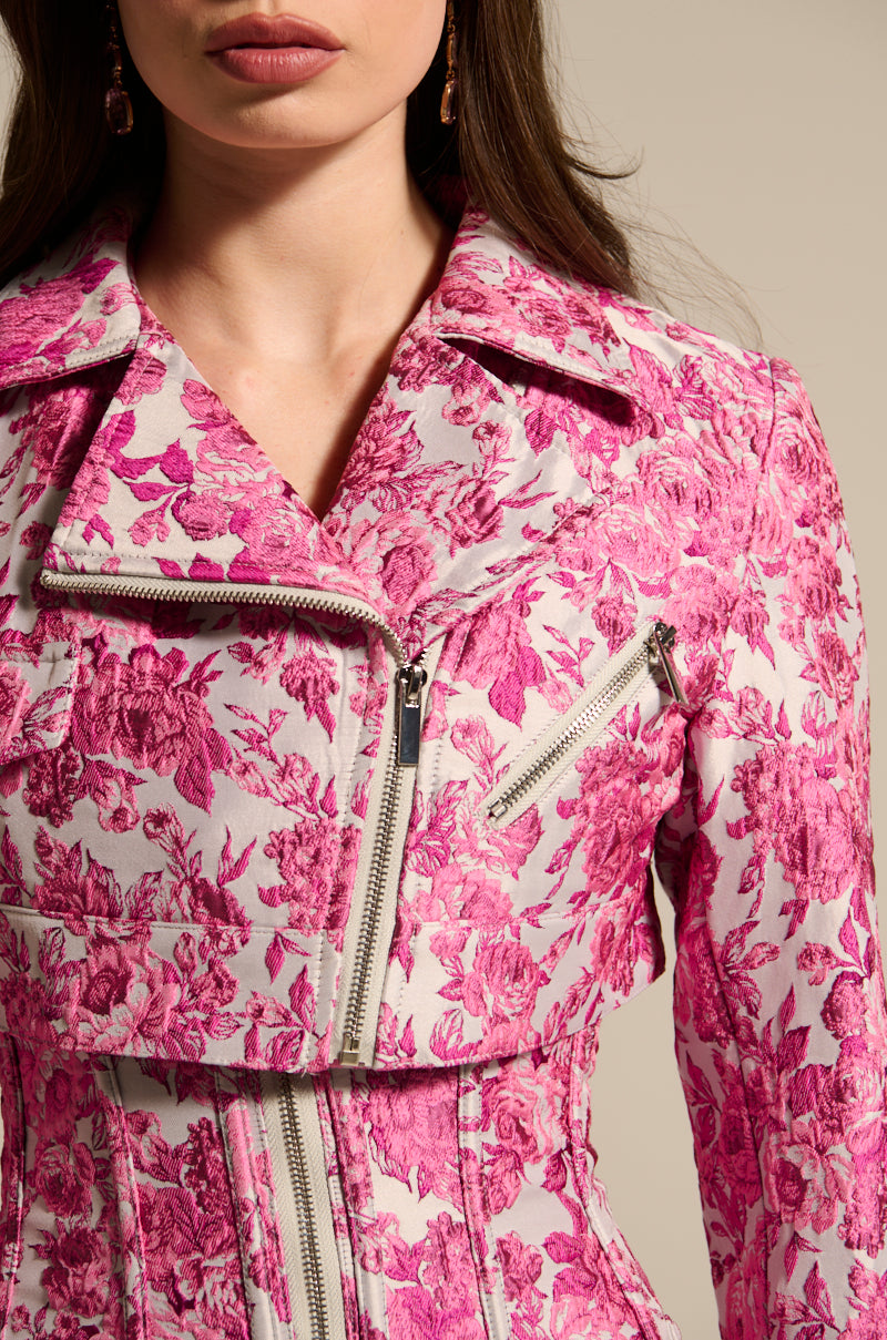 MILEY JACQUARD CROPPED MOTO
