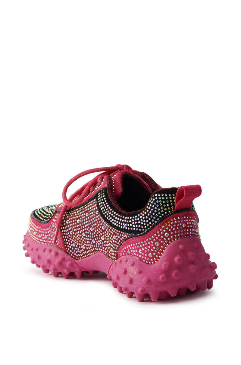 AZALEA WANG ISABEAU FUCHSIA COLOR BLOCKED EMBELLISHED SNEAKER