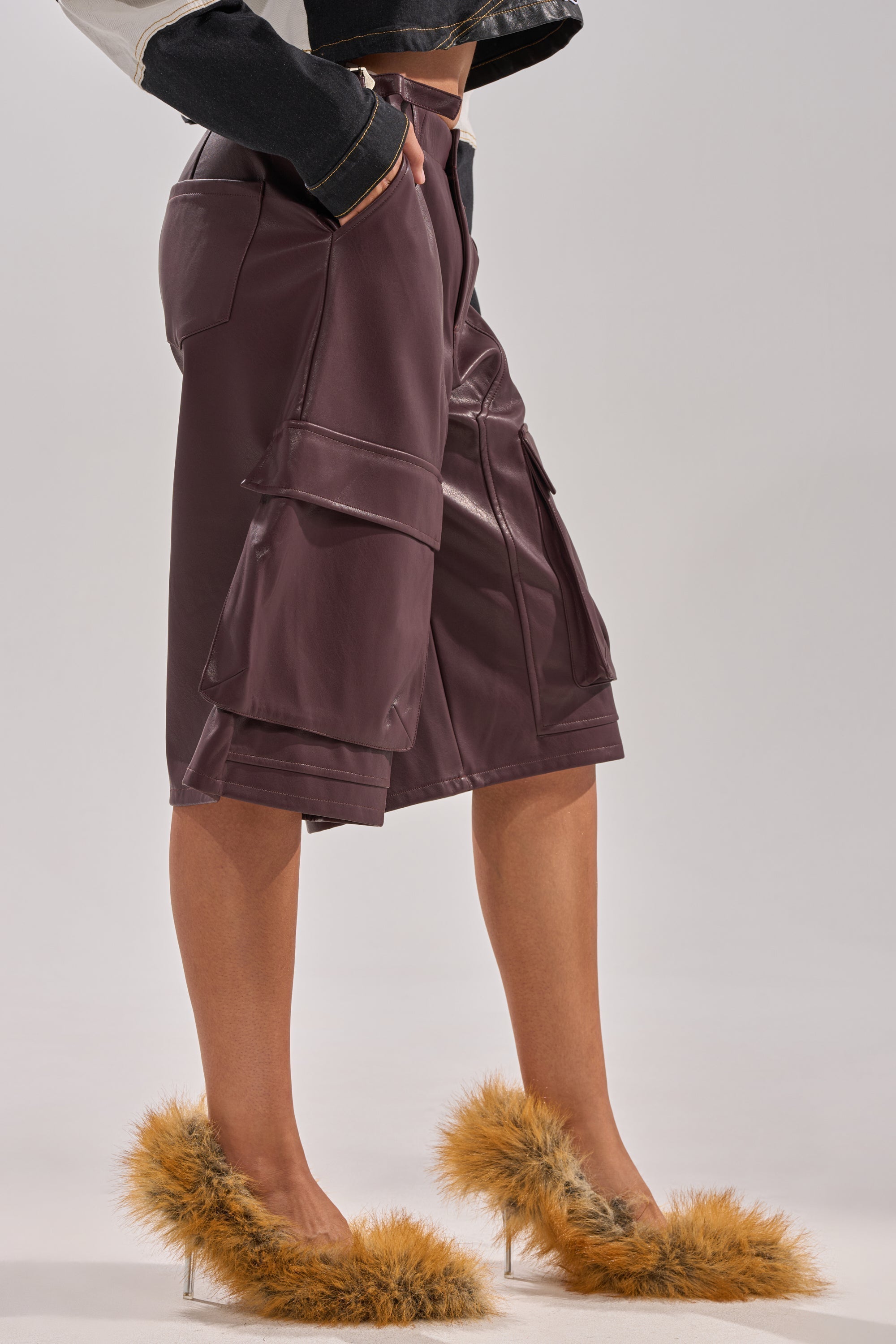 OVER DONE FAUX LEATHER BERMUDA SHORT