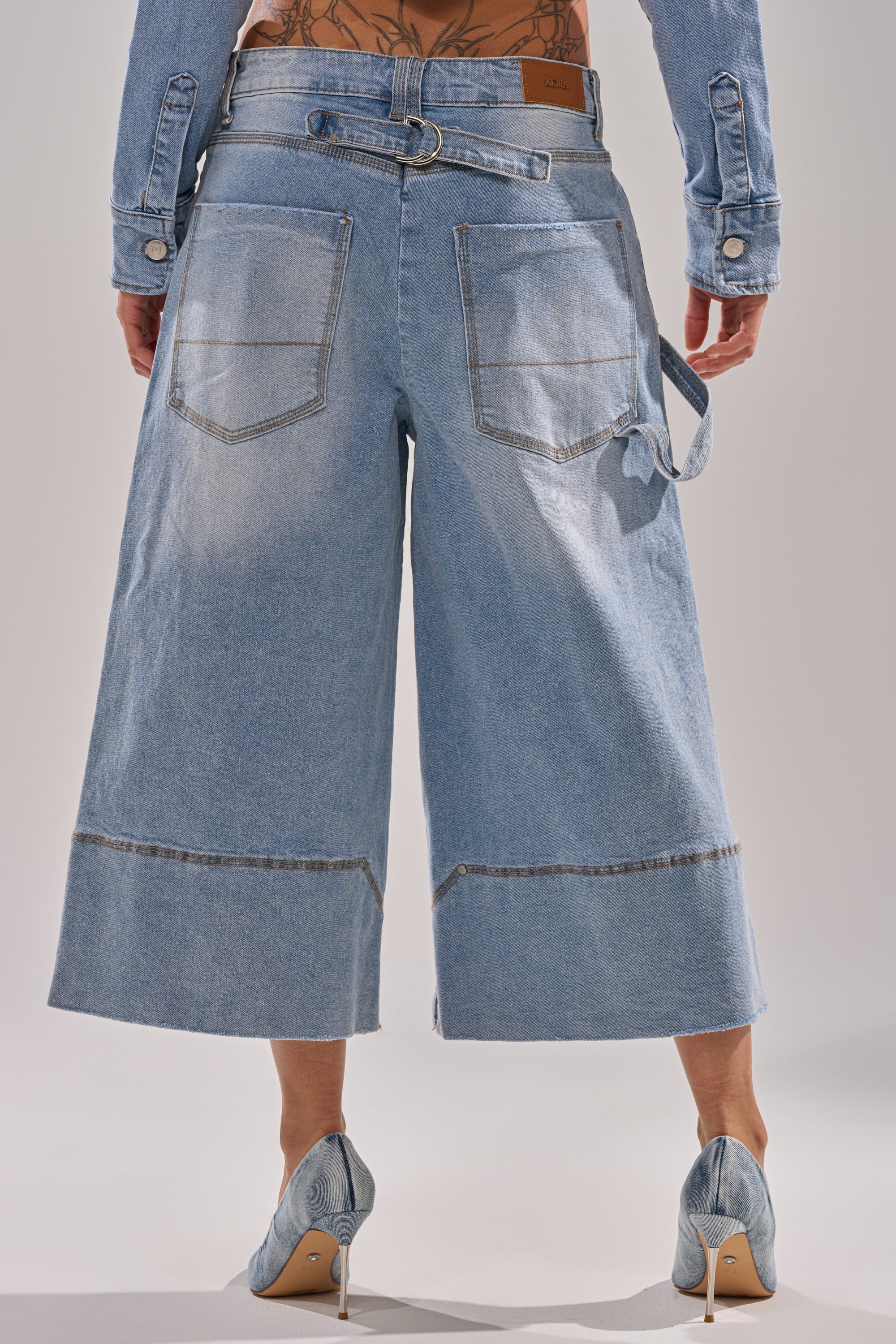 ROCK MY WORLD WIDE-LEG DENIM BERMUDA SHORTS