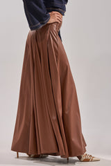 GALAXY FAUX LEATHER TROUSER IN BROWN