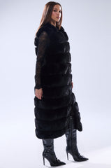 JENNY LIN FAUX FUR MAXI VEST IN BLACK