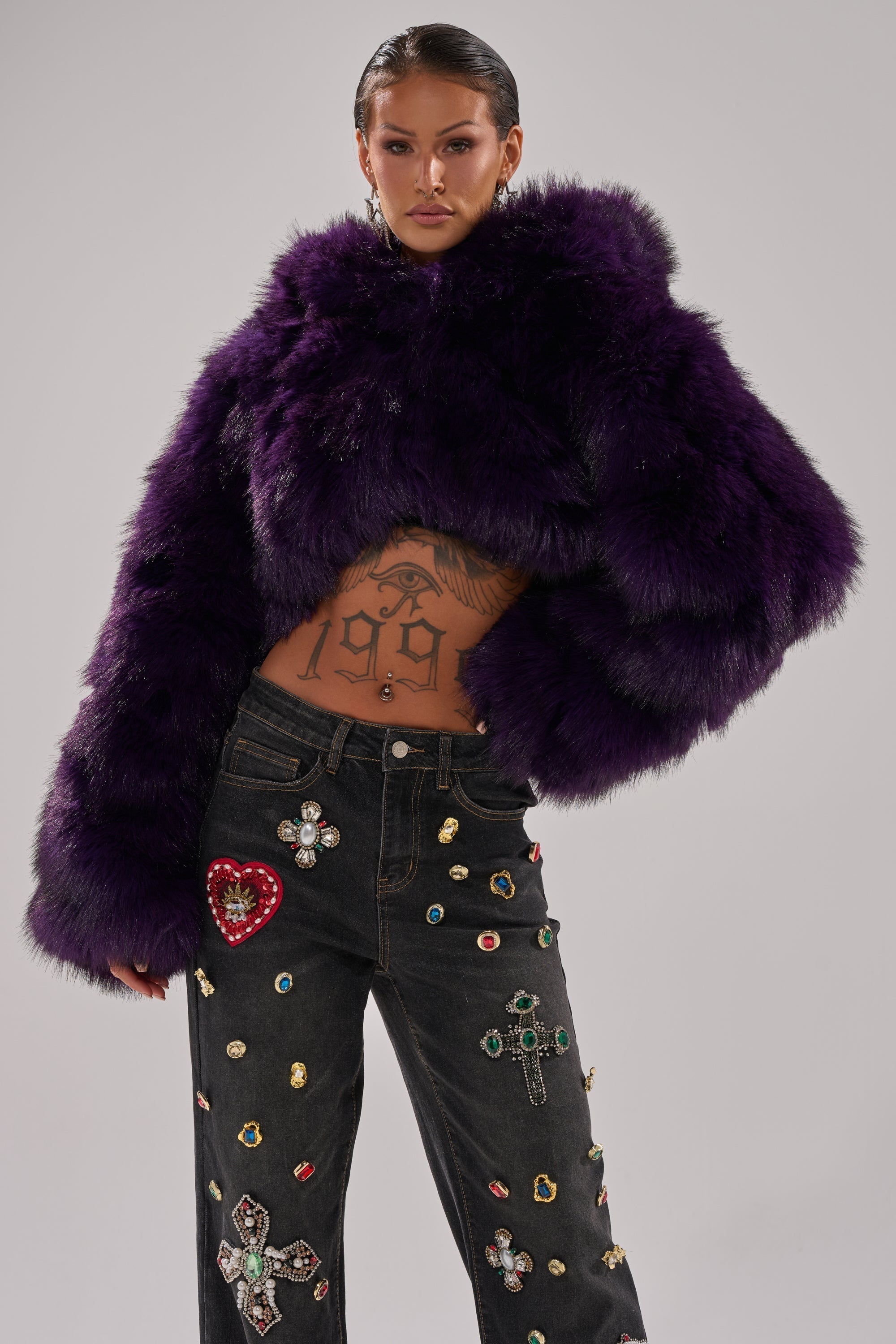 JUST A FLING CROPPED FAUX FUR