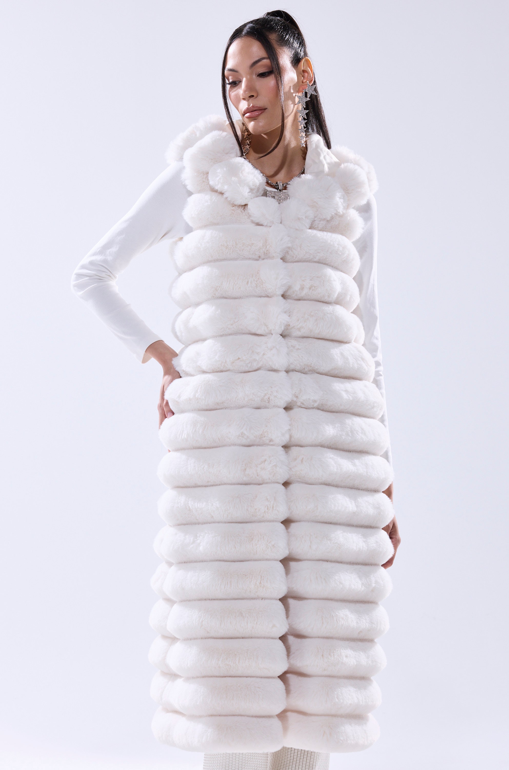 POPPY FAUX FUR HOODED VEST