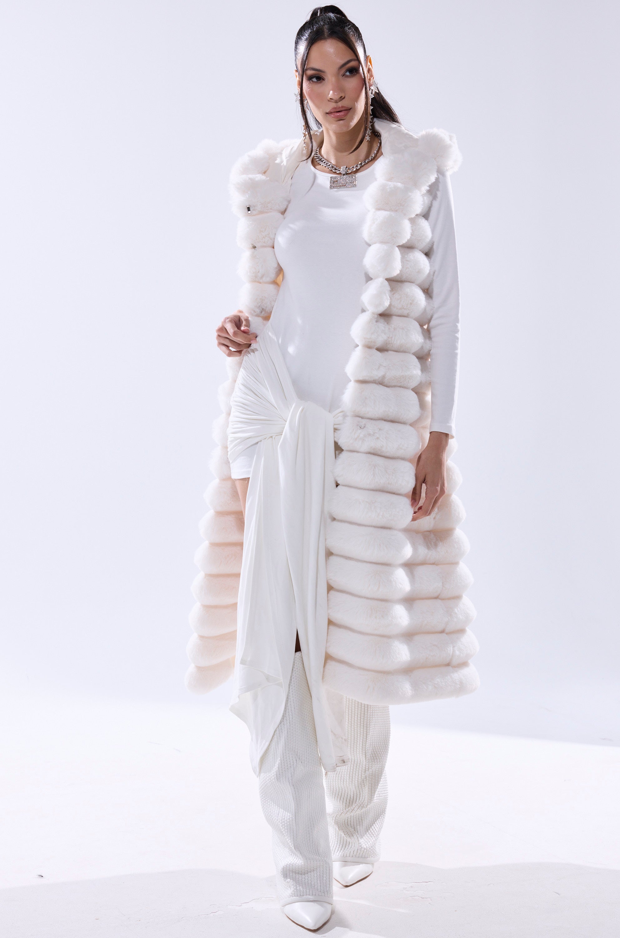 POPPY FAUX FUR HOODED VEST
