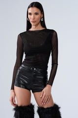 PAXTON DOUBLE LINED MESH LONG SLEEVE TOP