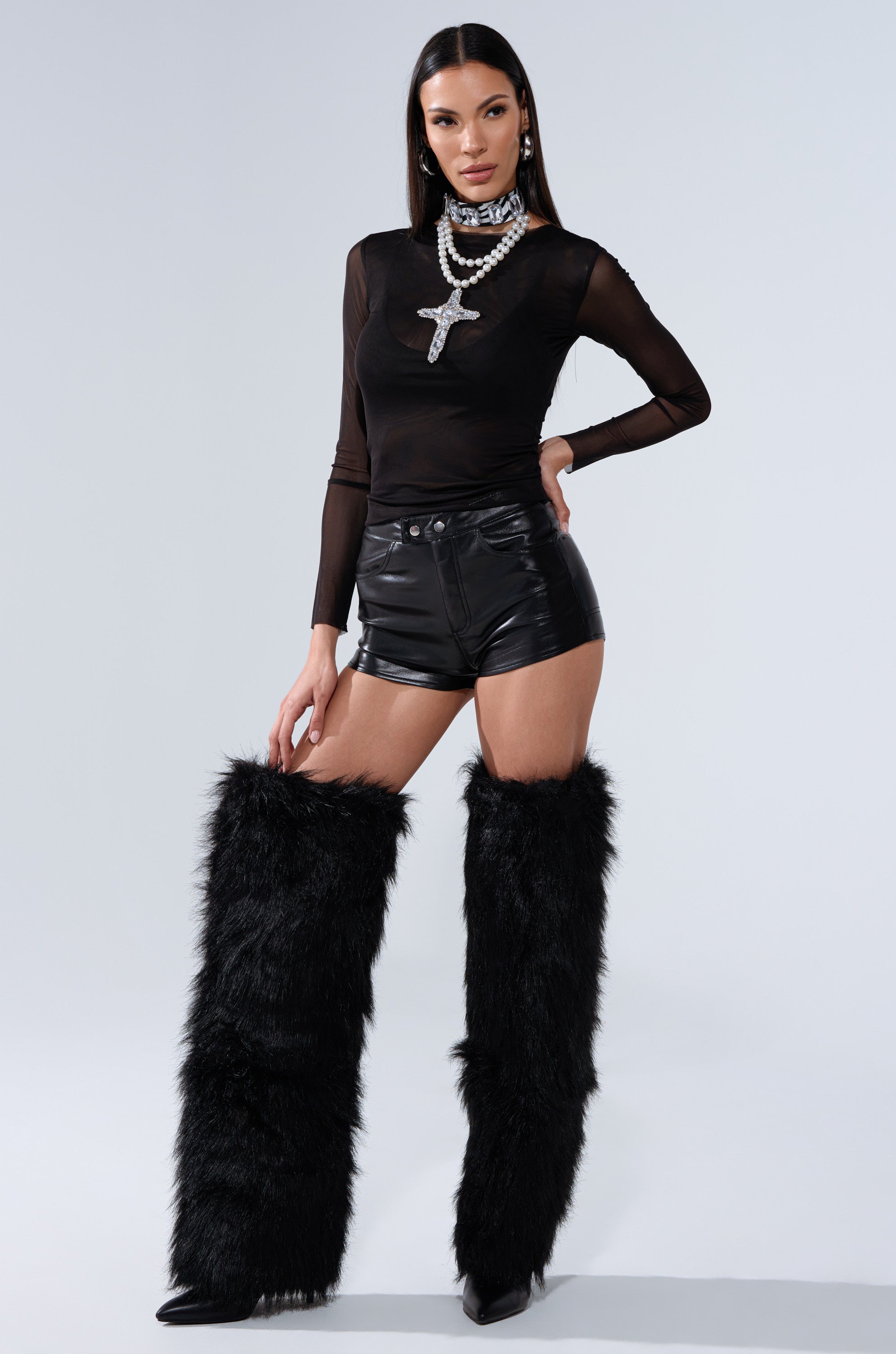 PAXTON DOUBLE LINED MESH LONG SLEEVE TOP