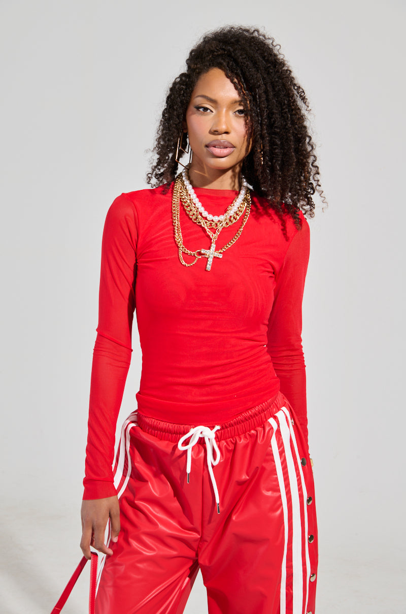 PAXTON DOUBLE LINED MESH LONG SLEEVE TOP