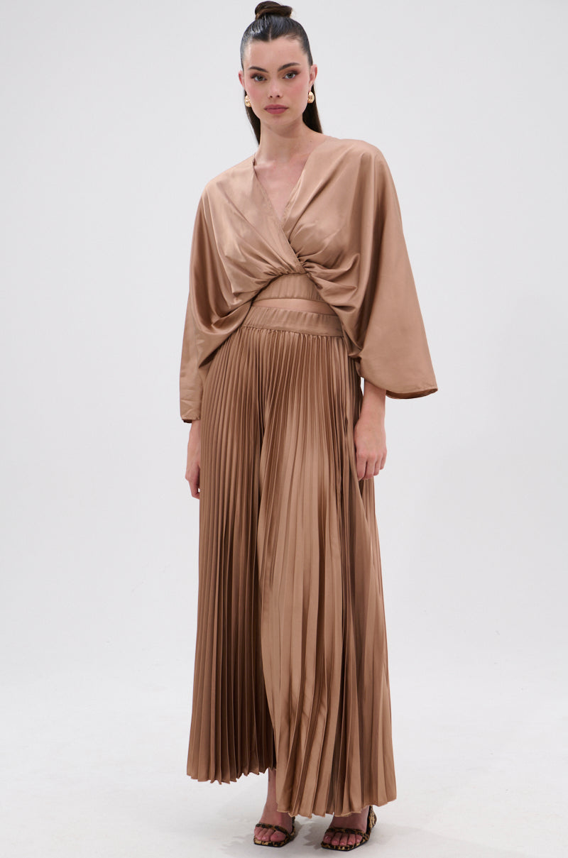 MILLIE MOCHA MOUSSE SATIN BLOUSE