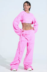 ISSA DOUBLE LAYER CROP SWEATSHIRT