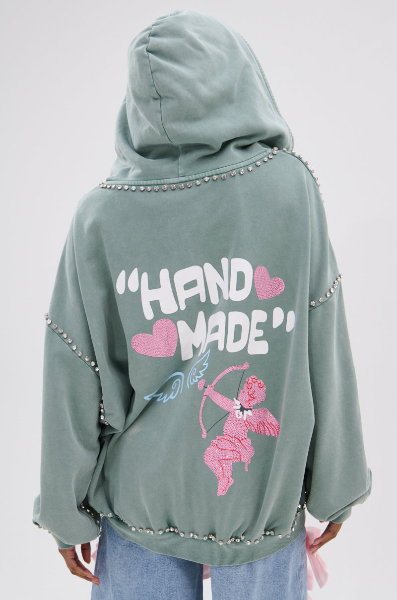 HAND MADE ZIP UP SWEATSHIRT