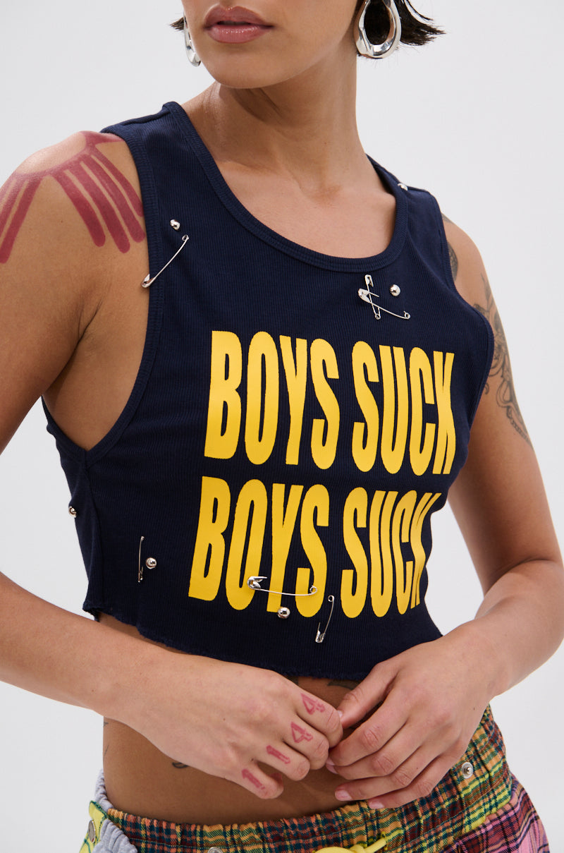 BOYS LIE DISTRESSED CROPPED TANK TOP
