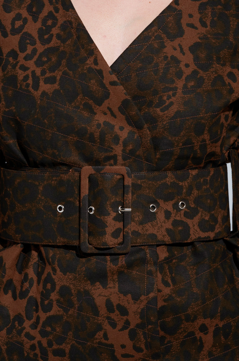 BLOW HIM A KISS BELTED CHEETAH BLOUSE