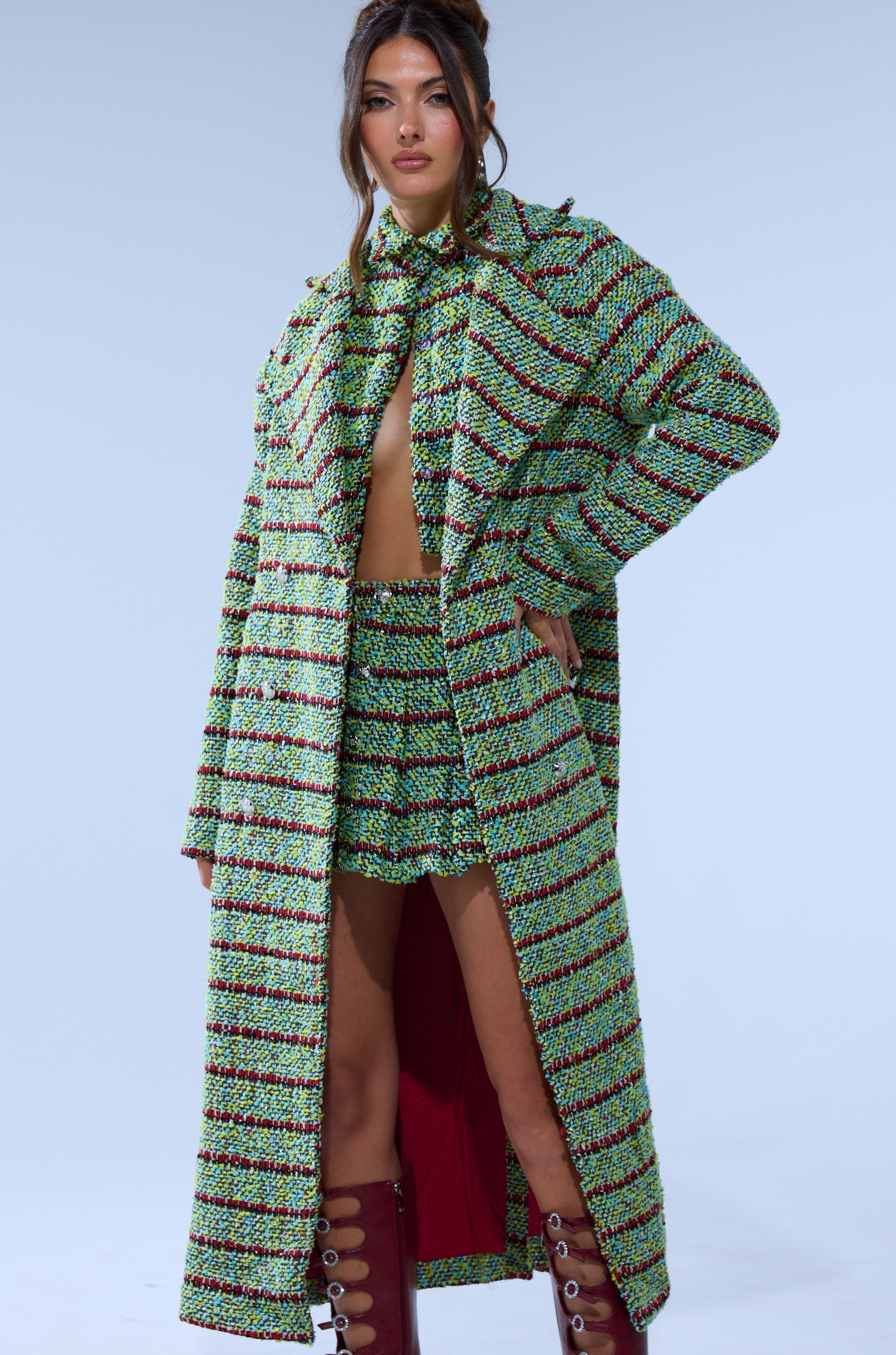 IT'S GIVING LUCK TWEED TRENCH