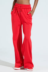 LOVERS CLUB WIDE LEG JOGGER IN RED