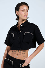 GIVE ME THE MONEY HONEY BUTTON DOWN TOP