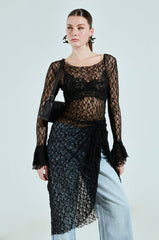 LILY LACE BLOUSE IN BLACK